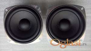 Zvucnici novi 50W/25W x 2 prave snage sa gumenom membranom i antimagnetnim stitom. Velicina / sirina zvicnika 4 incha / 10 cm Sirina Membrane a zvucni su malo siri. Saljemo dimenzije .